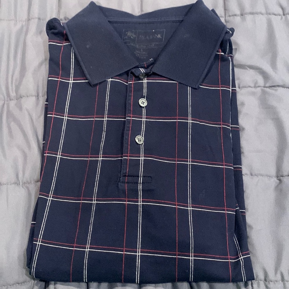 Mens Navy Striped (L) Polo Tshirt
